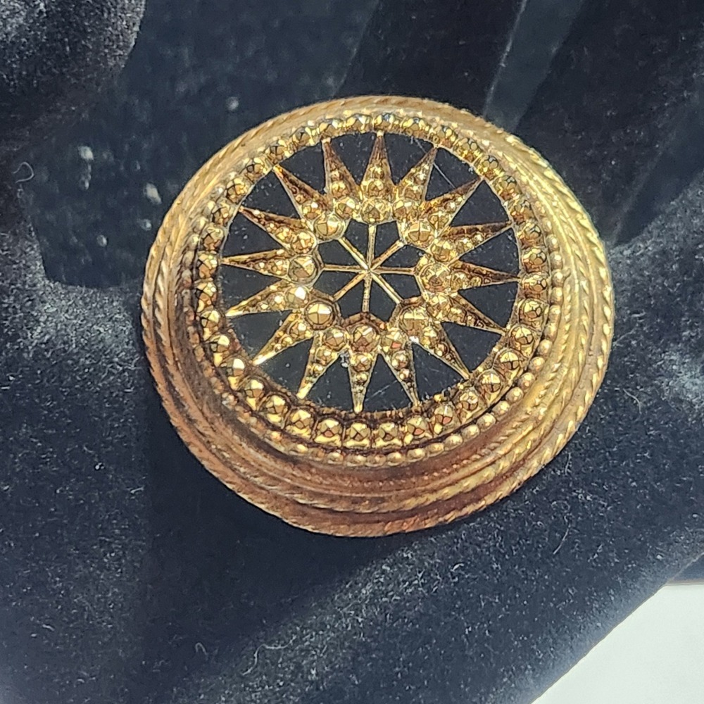 Original by Robert Vintage Starburst Brooch Pendant Gold Tone Black Filigreeโ
